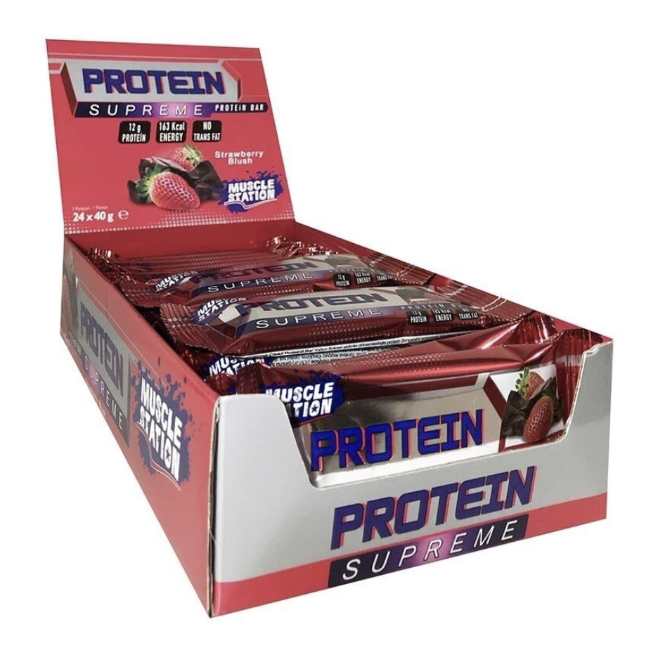 Muscle Station Supreme Protein Bar Çikolata Çilek 40 Gr 24 Adet