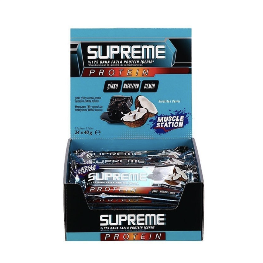 Muscle Station Supreme Protein Bar Dark Chocolate Coconut 40 Gr 24 Adet