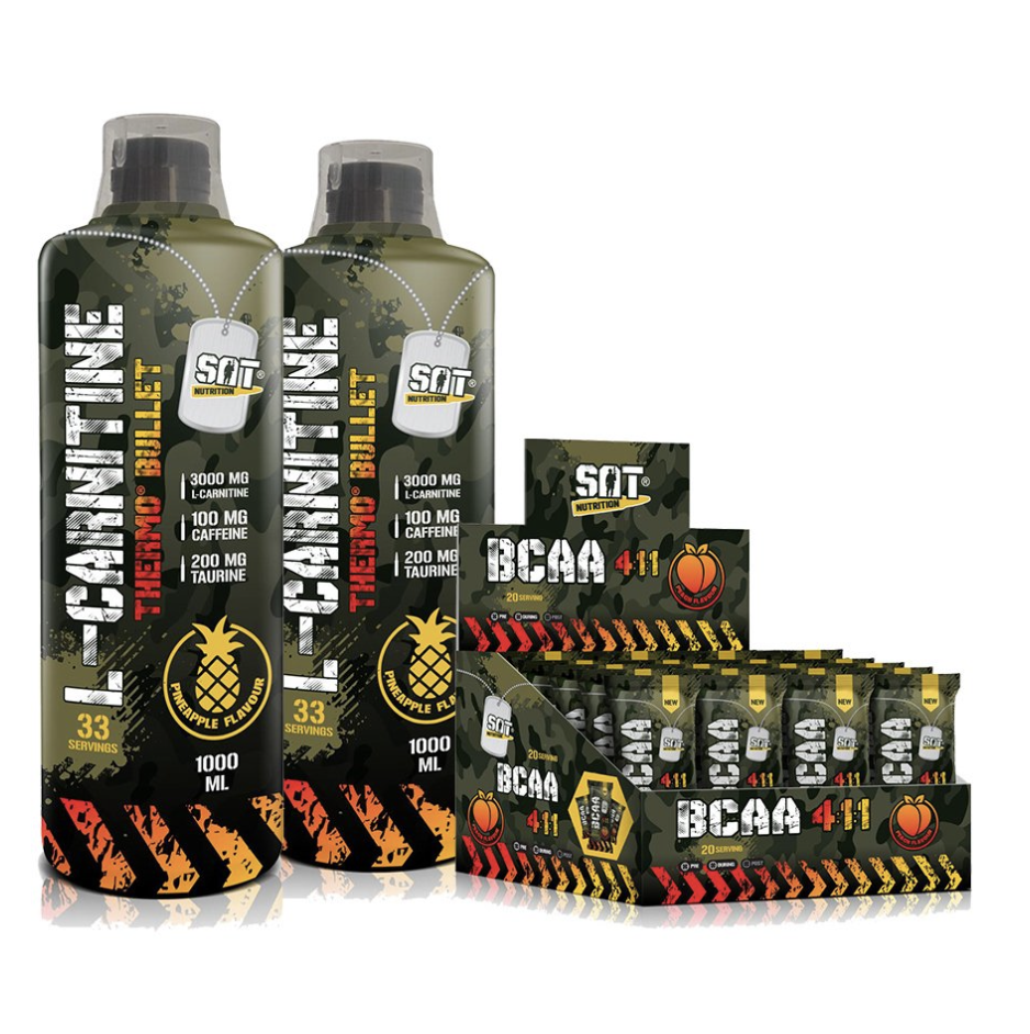 SAT NUTRİTİON L-CARNİTİNE THERMO BULLET 33 SERVİS 1 LİTRE 2 X KUTU + SAT NUTRİTİON BCAA 4:1:1 20x7 GR. ŞEFTALİ AROMALI