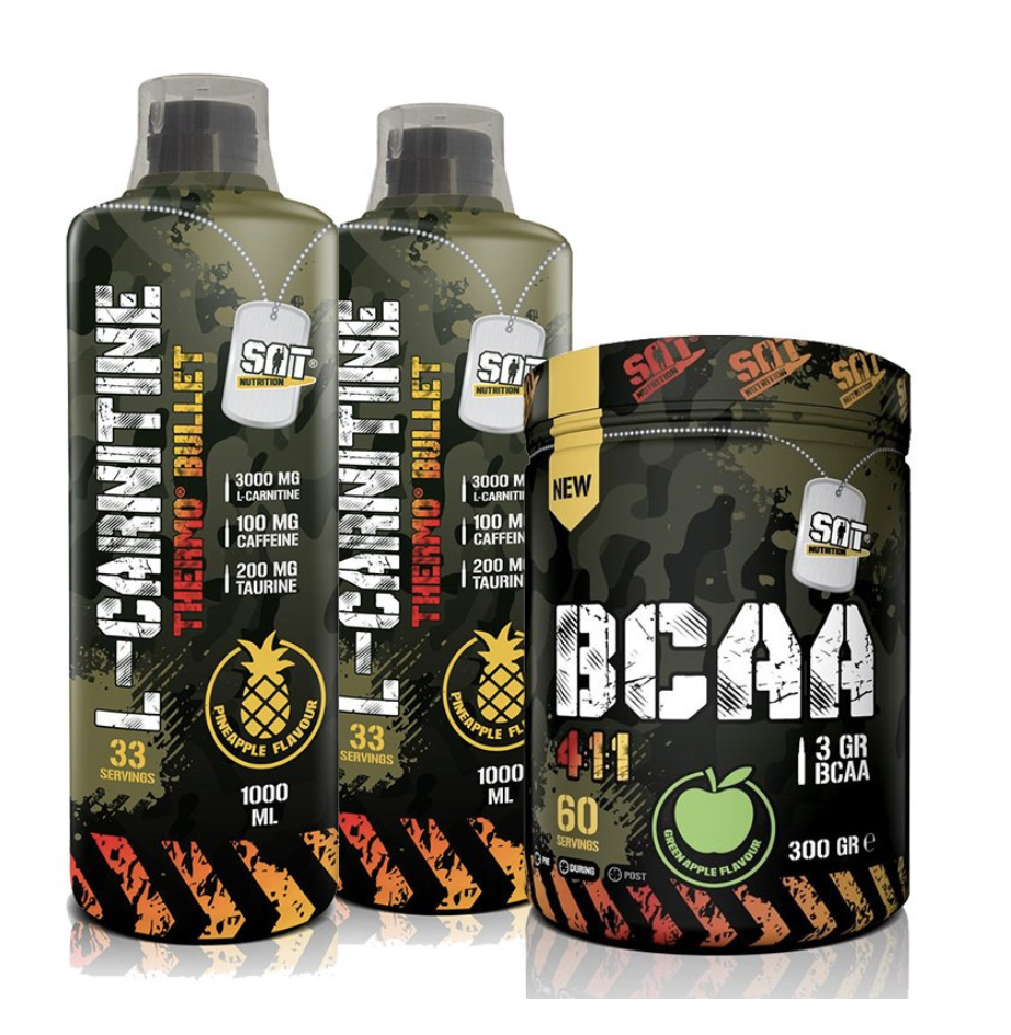 SAT NUTRİTİON L-CARNİTİNE THERMO BULLET 33 SERVİS 1 LİTRE 2 KUTU + BCAA 300 GR