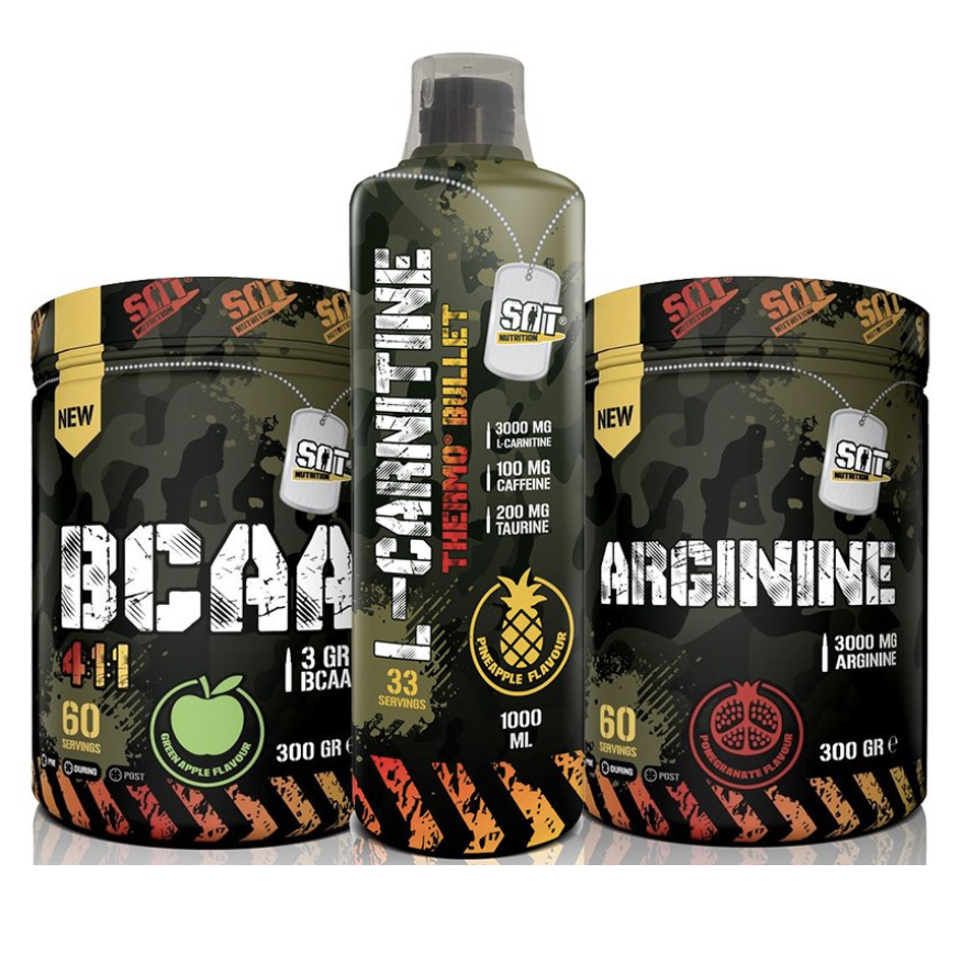 SAT NUTRİTİON L-CARNİTİNE THERMO BULLET 33 SERVİS 1 LİTRE + BCAA 300 GR + ARGININE 300 GR NAR AROMALI
