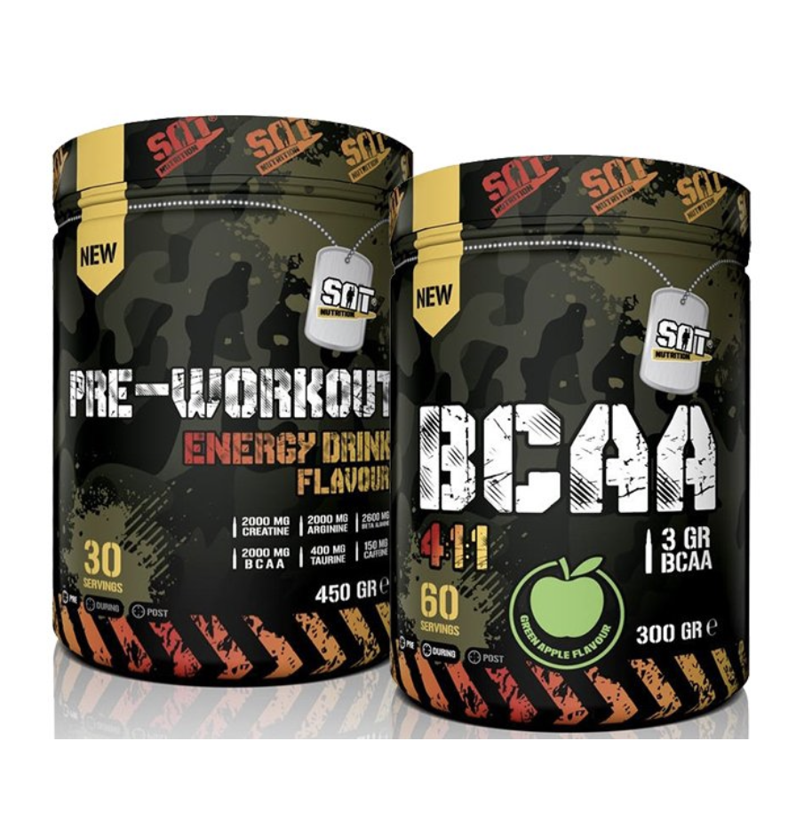 SAT NUTRITION PRE-WORKOUT 450 GR ENERJİ İÇECEĞİ AROMALI + SAT NUTRITION BCAA 300 GR